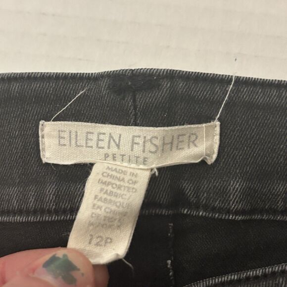 Eileen Fisher Jeans Women's 12 Petite Black Classic Denim Pants Organic Cotton - Picture 5 of 8